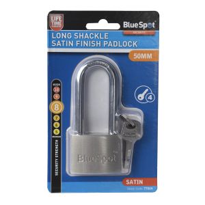 Blue Spot Tools 50mm Long Shackle Satin Finish Padlock